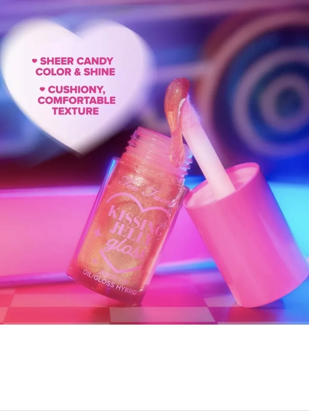 Too Faced Kissing Jelly Gloss: Green Apple (Soft Shimmering Green) .15oz, NIB